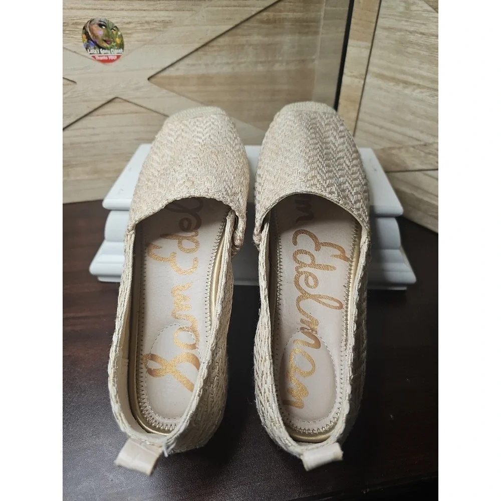 Sam Edelman Khloe Espadrilles‎ 8.5 Beige Chevron Shoes Chevron Beach Boho #596